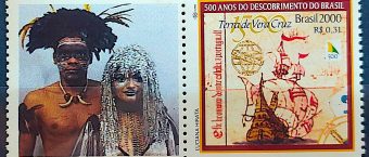 C 2254 Selo Personalizado Descobrimento do Brasil Indio Navio Nau Portugal Mulher 2000